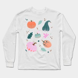 Pastel pink, orange and teal pumpkins Long Sleeve T-Shirt